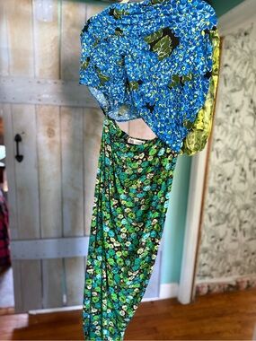 Zara Green and Blue Floral Maxi Dress